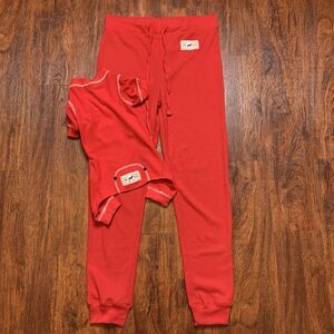 Fabdog Thermal Pajama PJ Bottoms Pants Sz L W Dog Outfit Red Matching Set